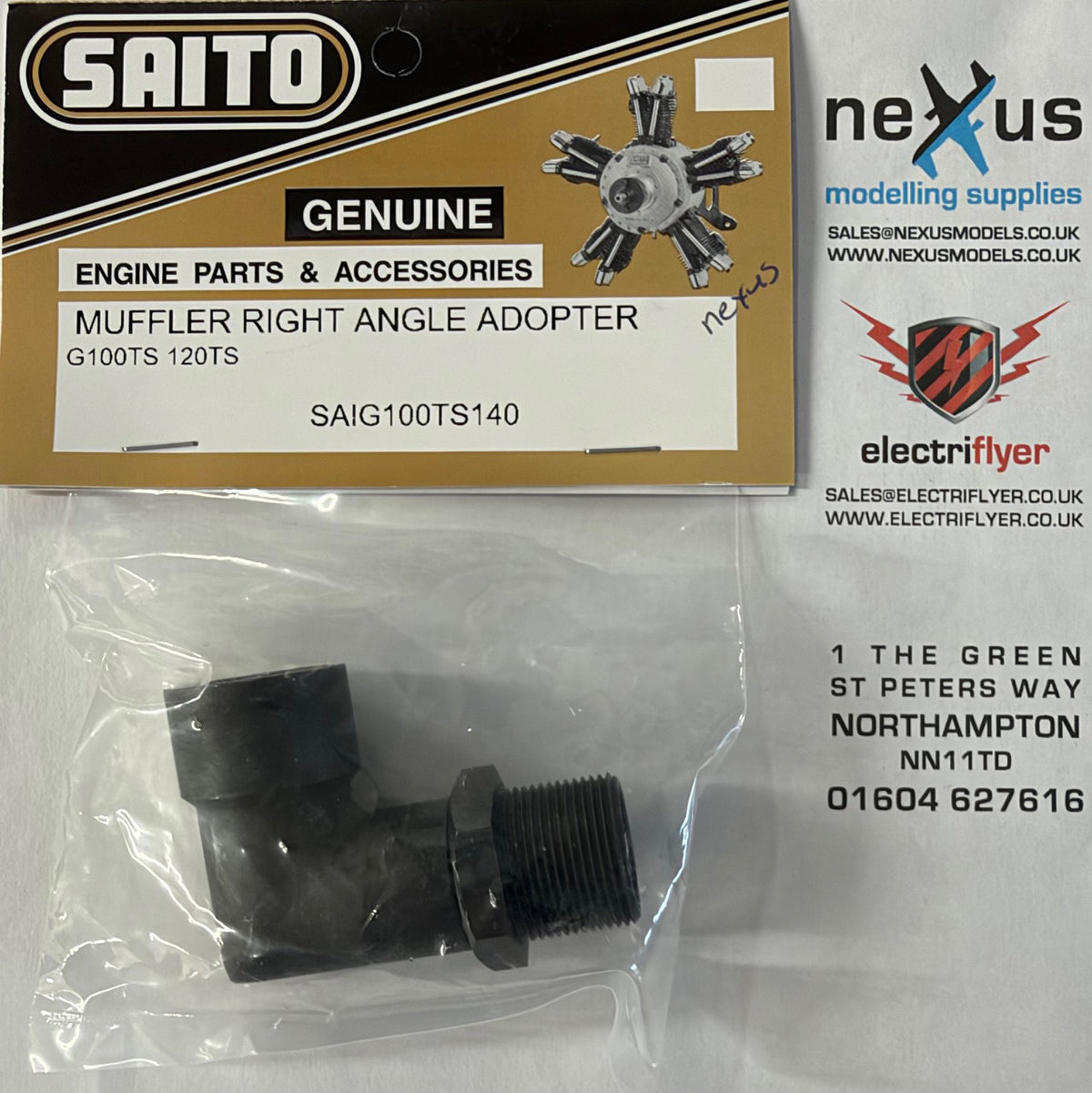 Saito Muffler Right Angle Adapter SAI100TS140