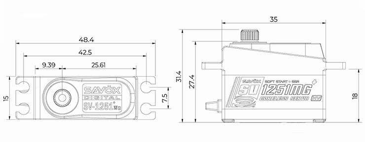 Savox SV-1251MG+ HV Digital Mini Servo 8.0kg/0.095@7.4v PLUS