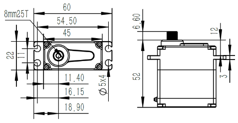 Chaservo SHV2212-50 Servo 60kg/0.20@8.4V servo CHA-SHV2212-50
