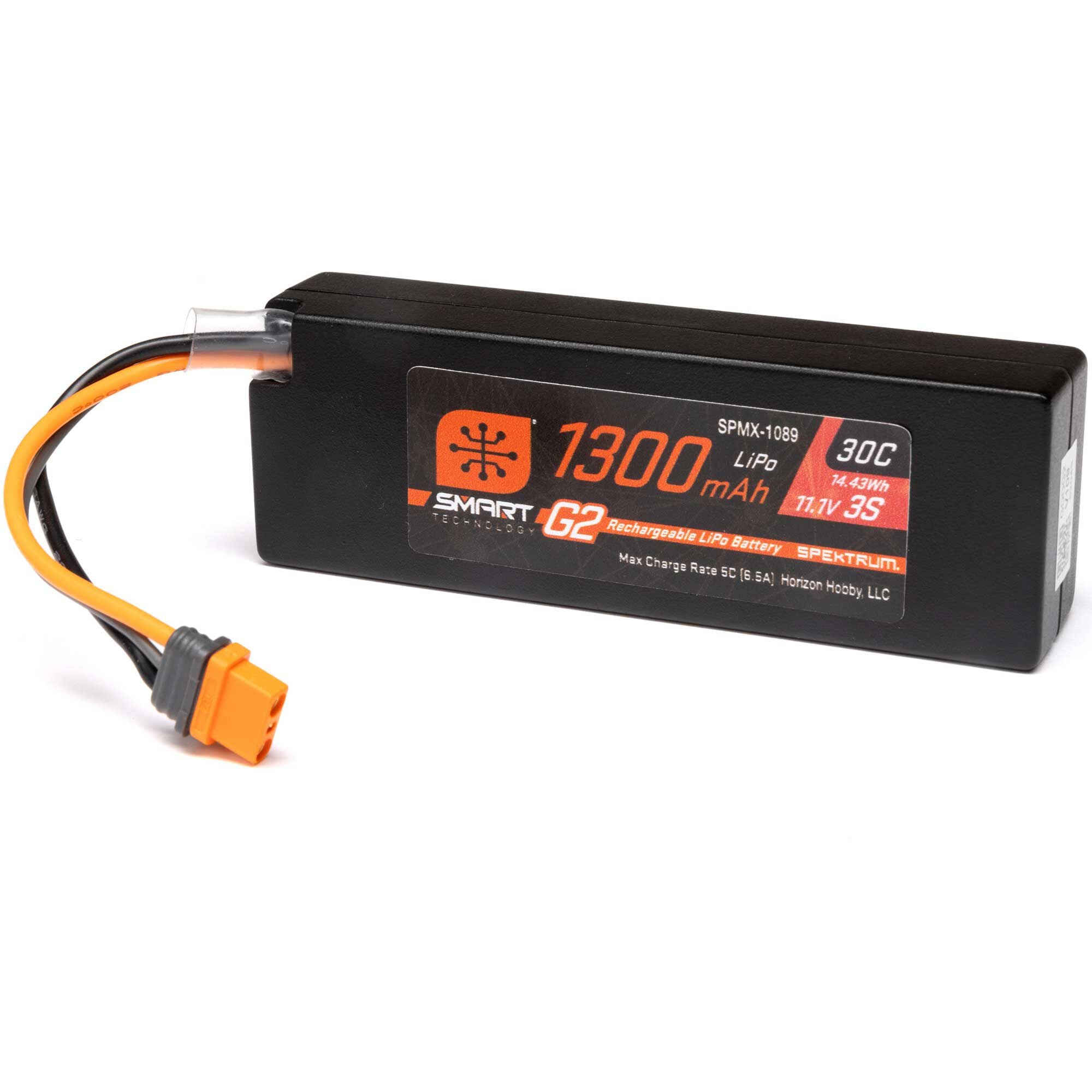 Spektrum 11.1V 1300mAh 3S 30C Smart G2 LiPo Battery: IC2 O-SPMX-1089