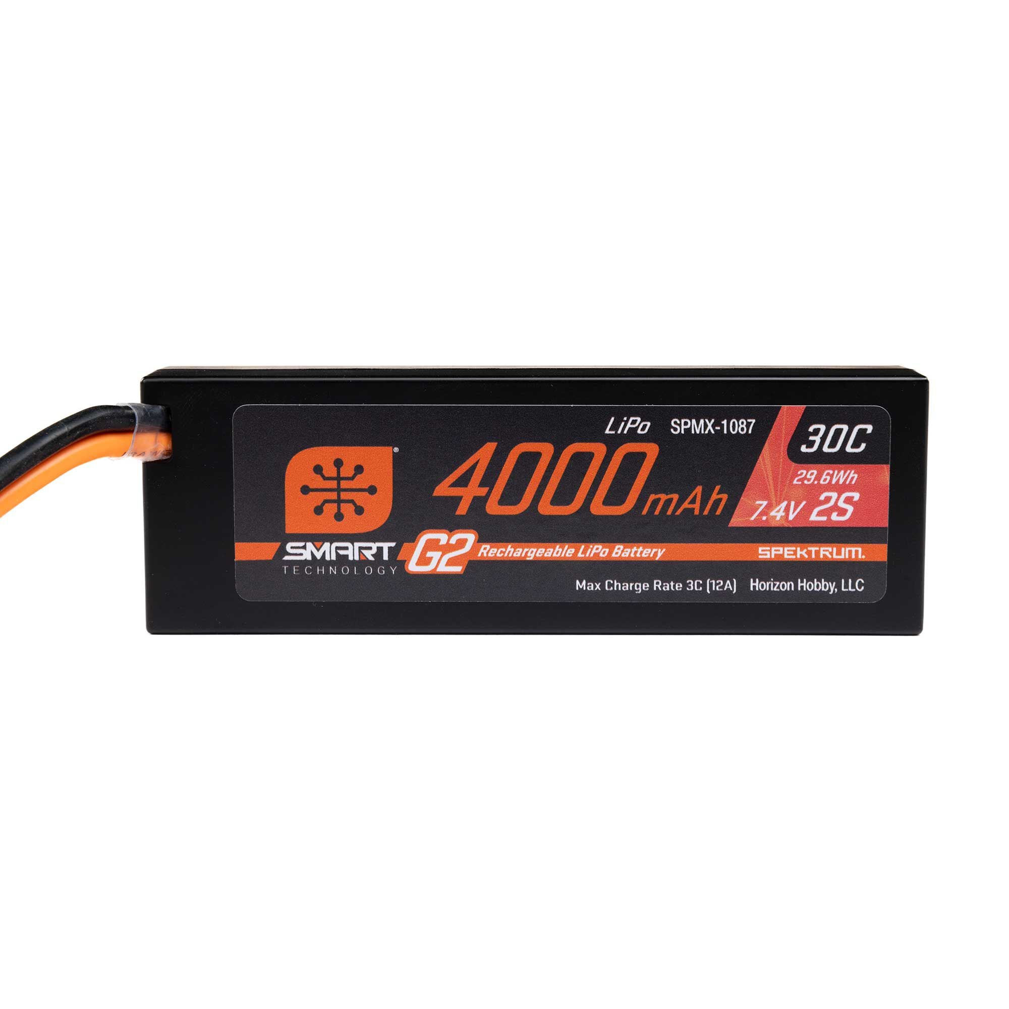 Spektrum 7.4V 4000mAh 2S 30C Smart G2 Hardcase LiPo Battery: IC5 SPMX-1087