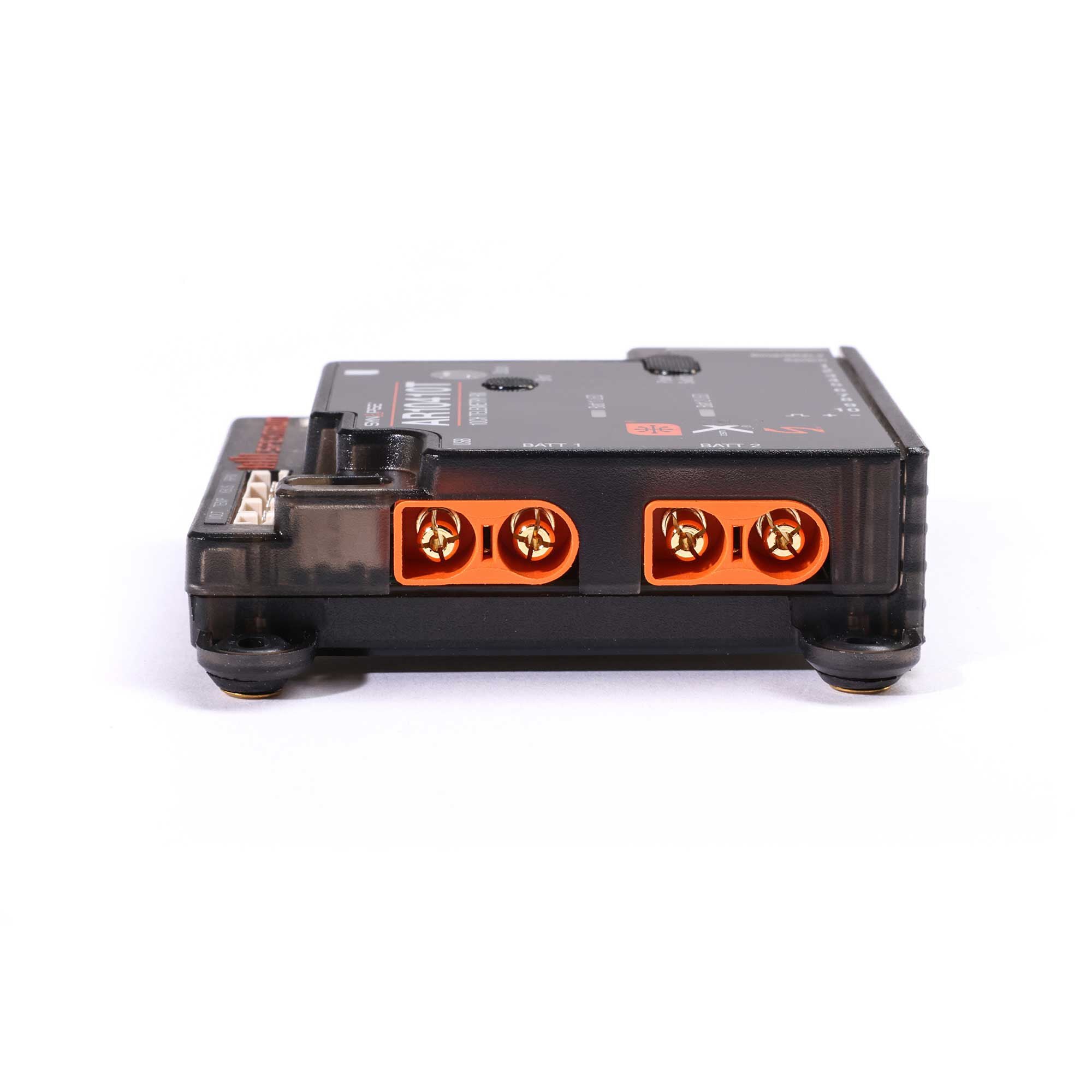 Spektrum AR10410T 10-Channel PowerSafe Telemetry Receiver SPMAR10410T side of unit showing battery inputs 