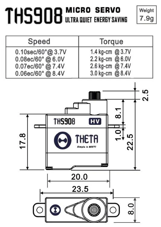 Theta THS908 HV Micro Servo TS-THS908 from Nexus Modelling Supplies Models Northampton Model Web Website Site Webshop Shop Webstore Store