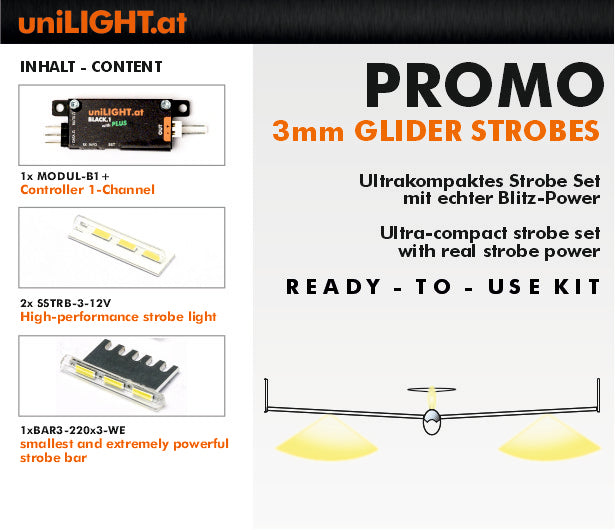 Unilight GLIDER PROMO Light Set for 3m Gliders SET-PROMO-GLIDER3