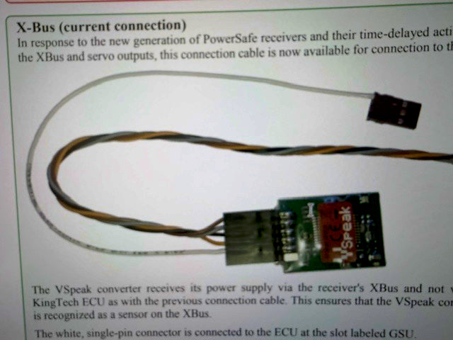 Vspeak XBus Spektrum Adapter Lead for Kingtech / Xicoy V10 Telemetry Unit