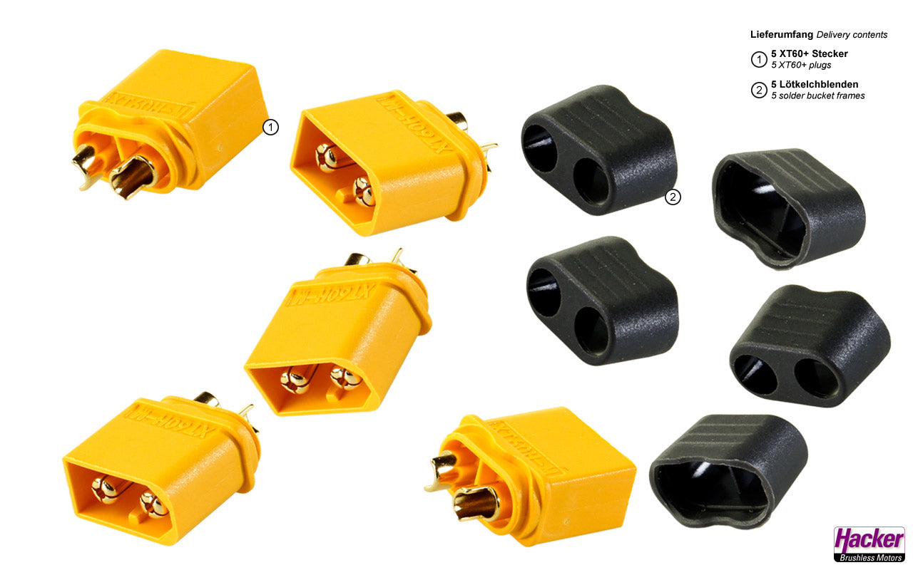XT60+ Sockets (Model Side) 5 pieces from Emcotec A85076
