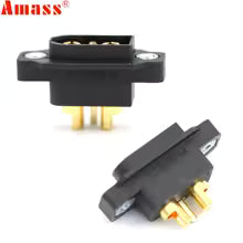 XT60e Male Panel Mount Gold Plated Black Connector from Amass