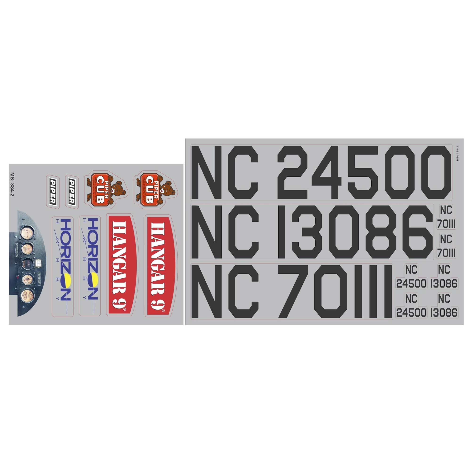 Hangar 9 Decal Sheet: J-3 Cub 10cc, 82.5" HAN500522