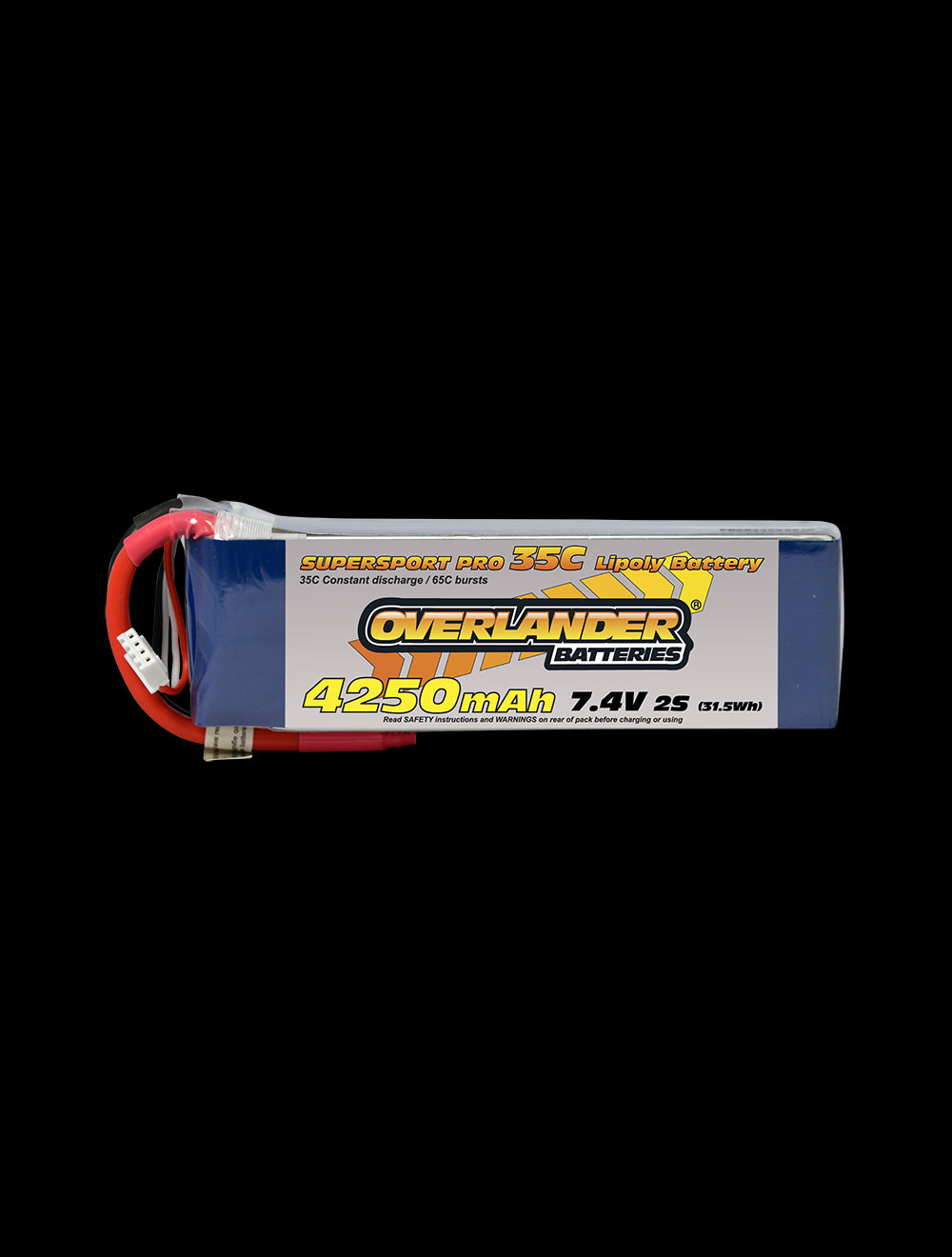 Overlander 4250mAh 7.4V 2S 35C Supersport Pro LiPo Battery - No Connector 2474