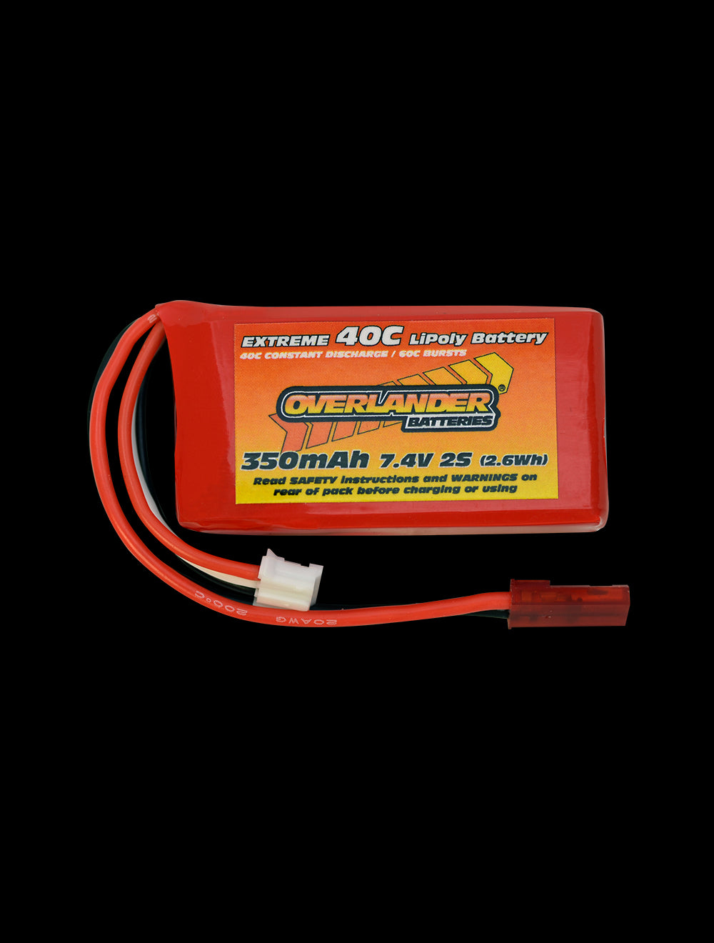 Overlander 350mAh 7.4V 2S 40C LiPo Battery - JST-BEC Connector 2505