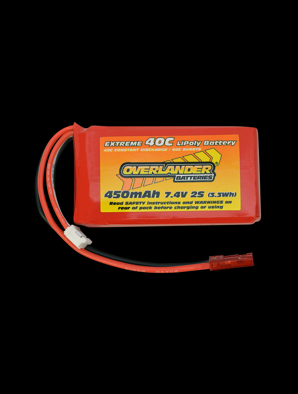 Overlander 450mAh 7.4V 2S 40C LiPo Battery - JST-BEC Connector 2506