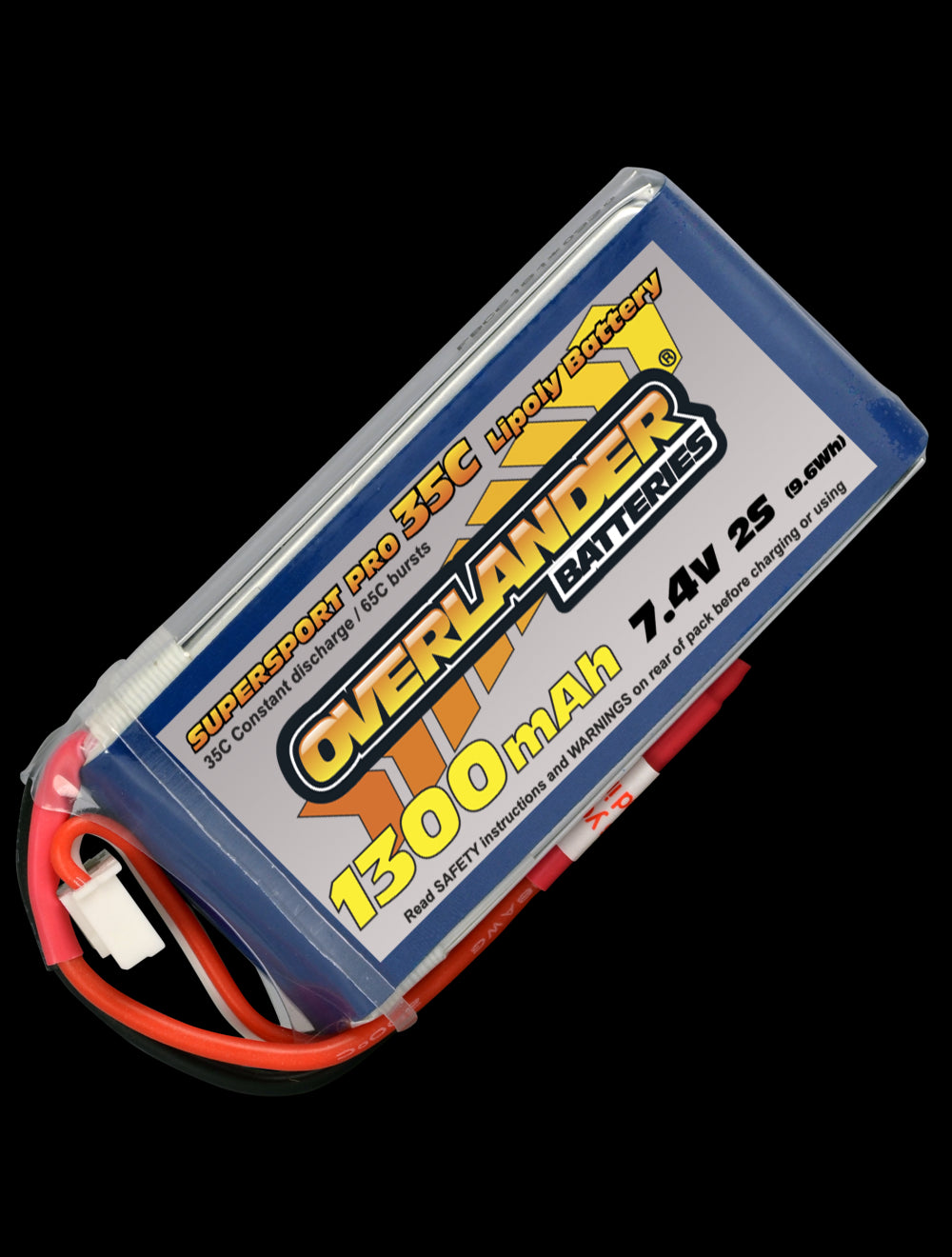 Overlander 1300mAh 7.4V 2S 35C Supersport Pro LiPo Battery - JST-BEC Connector 2562