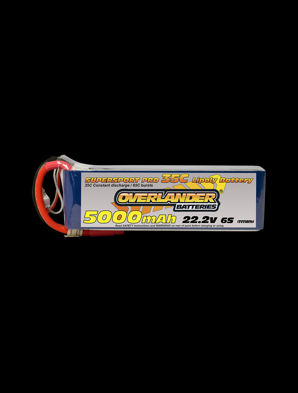 Overlander 5000mAh 22.2V 6S 35C Supersport Pro LiPo Battery - No Connector 2580