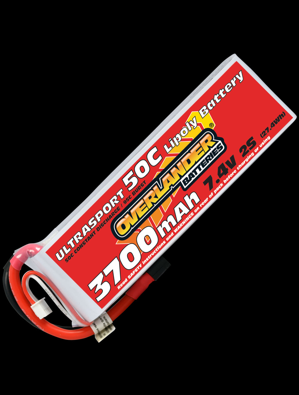 Overlander 3700mAh 7.4V 2S 50C Ultrasport LiPo Battery - Deans Connector 2627
