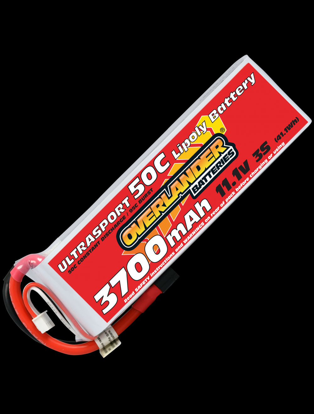 Overlander 3700mAh 11.1V 3S 50C Ultrasport LiPo Battery - Deans Connector 2628