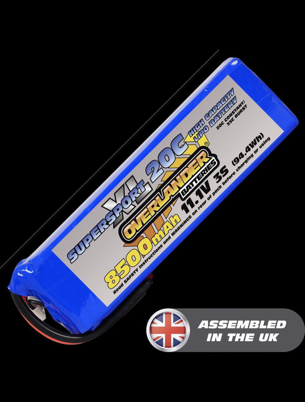 Overlander 8500mAh 11.1V 3S 20C Supersport XL LiPo Battery - No Connector 2791