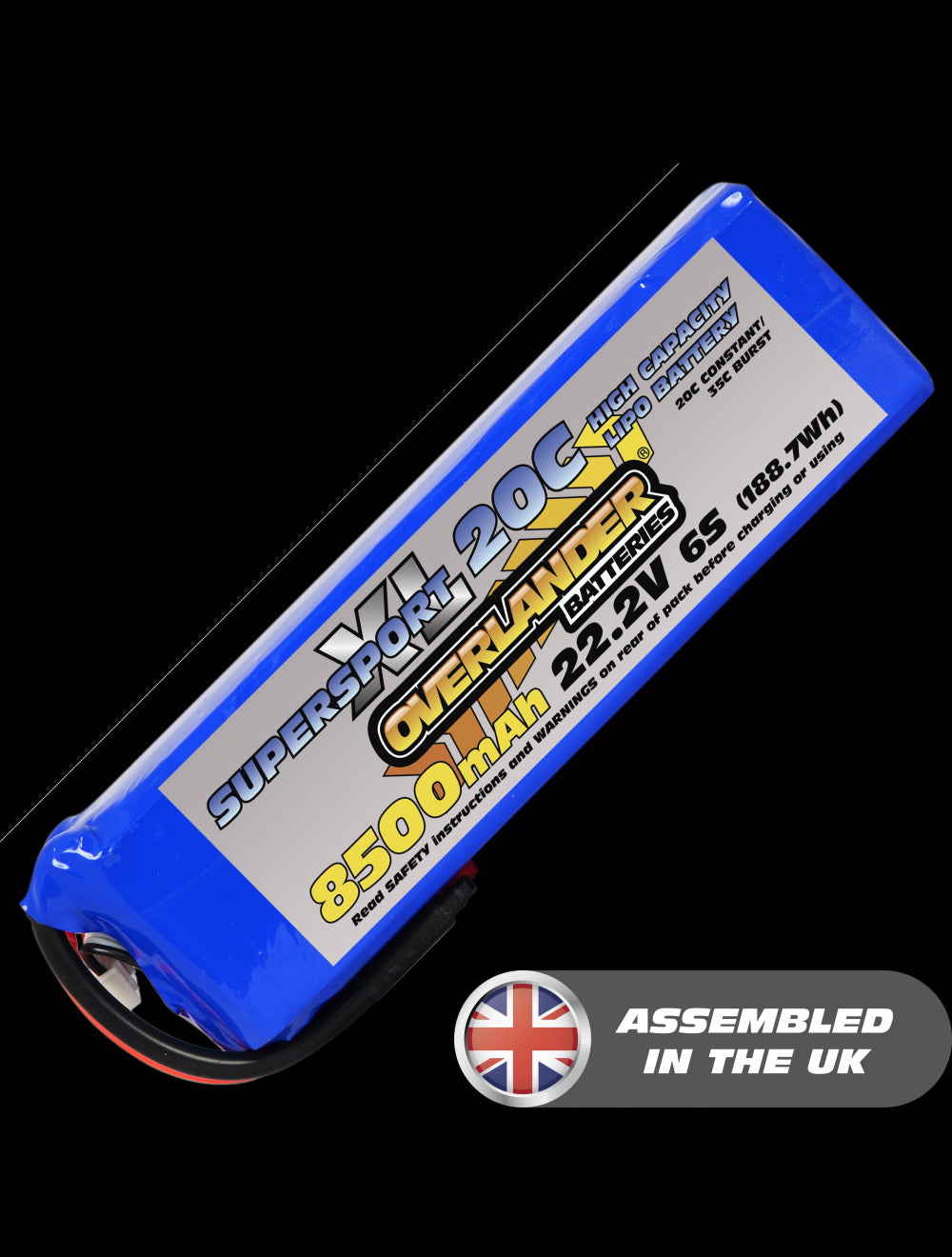 Overlander 8500mAh 22.2V 6S 20C Supersport XL LiPo Battery - No Connector 2795