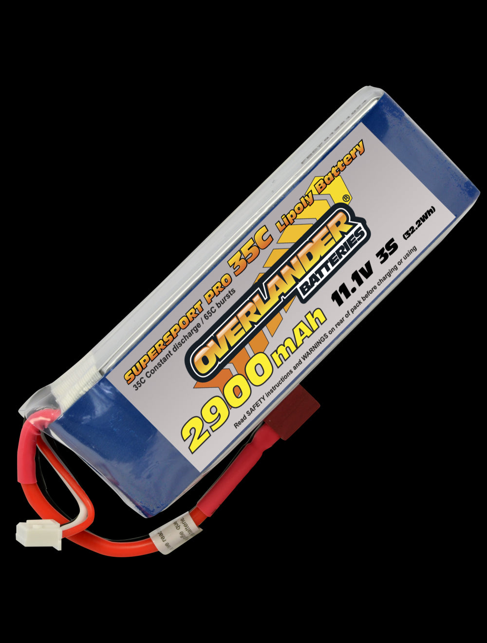 Overlander 2900mAh 11.1V 3S 35C Supersport Pro LiPo Battery - Deans Connector 2804