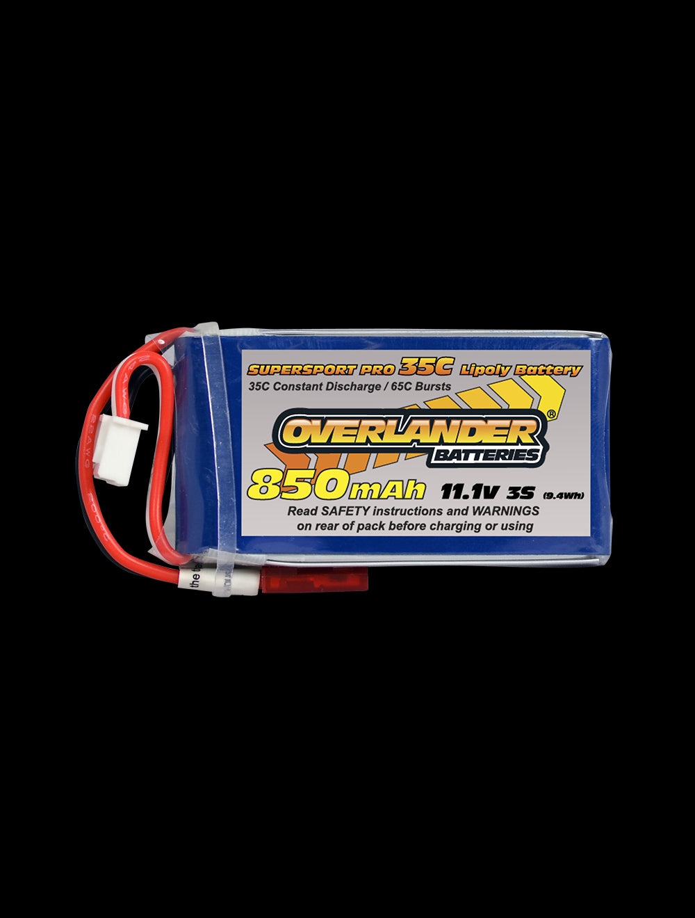 Overlander 850mAh 11.1V 3S 35C Supersport Pro LiPo Battery - Deans Connector 2817