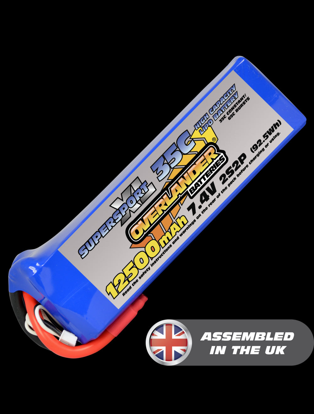 Overlander 12500mAh 7.4V 2S2P 35C Supersport XL LiPo Battery - No Connector 2936