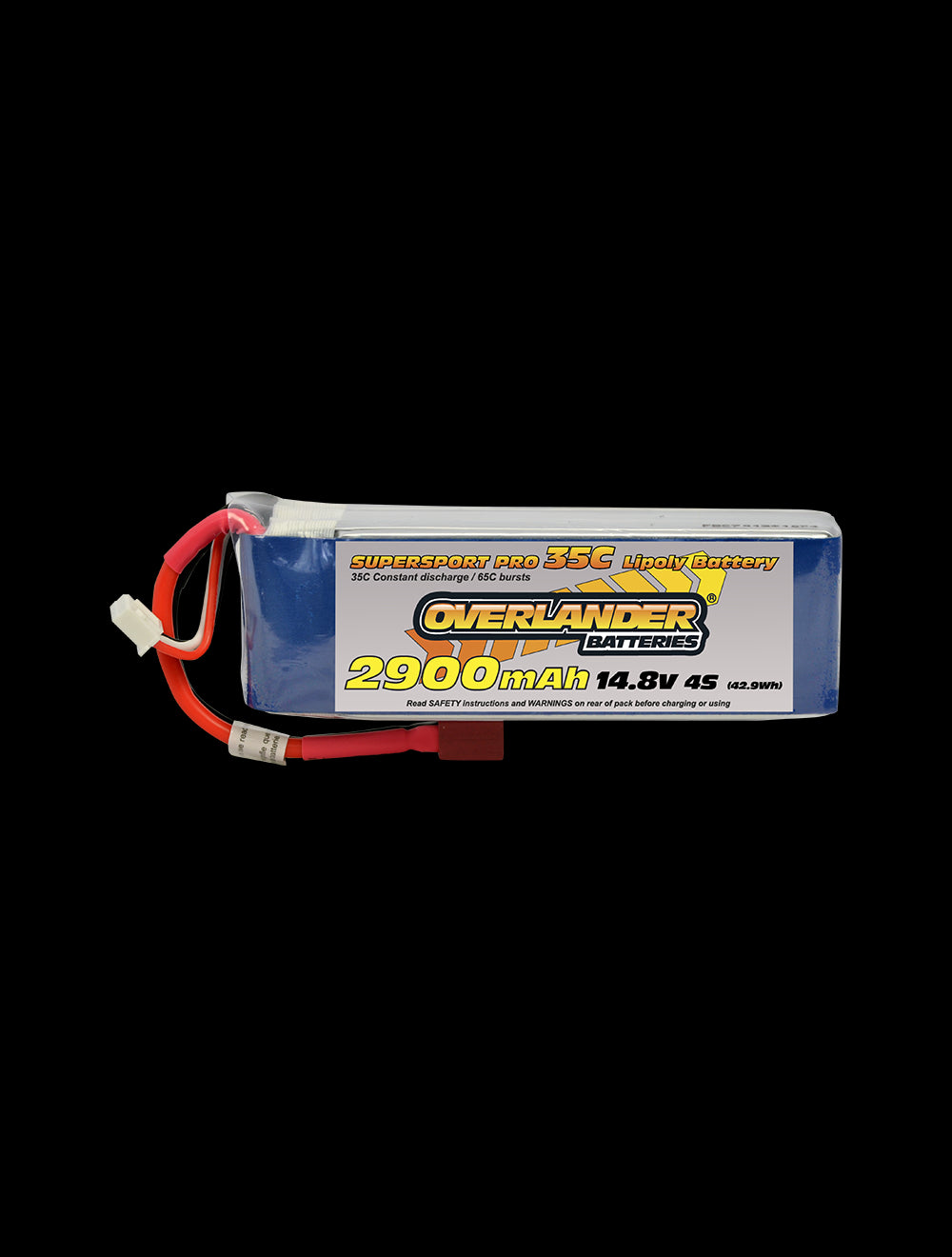 Overlander 2900mAh 14.8V 4S 35C Supersport Pro LiPo Battery - Deans Connector 2959