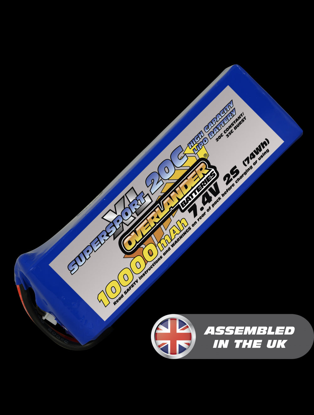 Overlander 10000mAh 7.4V 2S 20C Supersport XL LiPo Battery - No Connector 3015