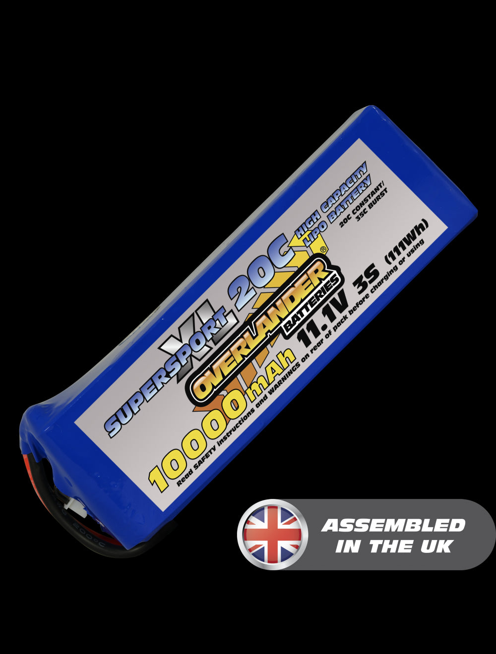 Overlander 10000mAh 11.1V 3S 20C Supersport XL LiPo Battery - No Connector 3016