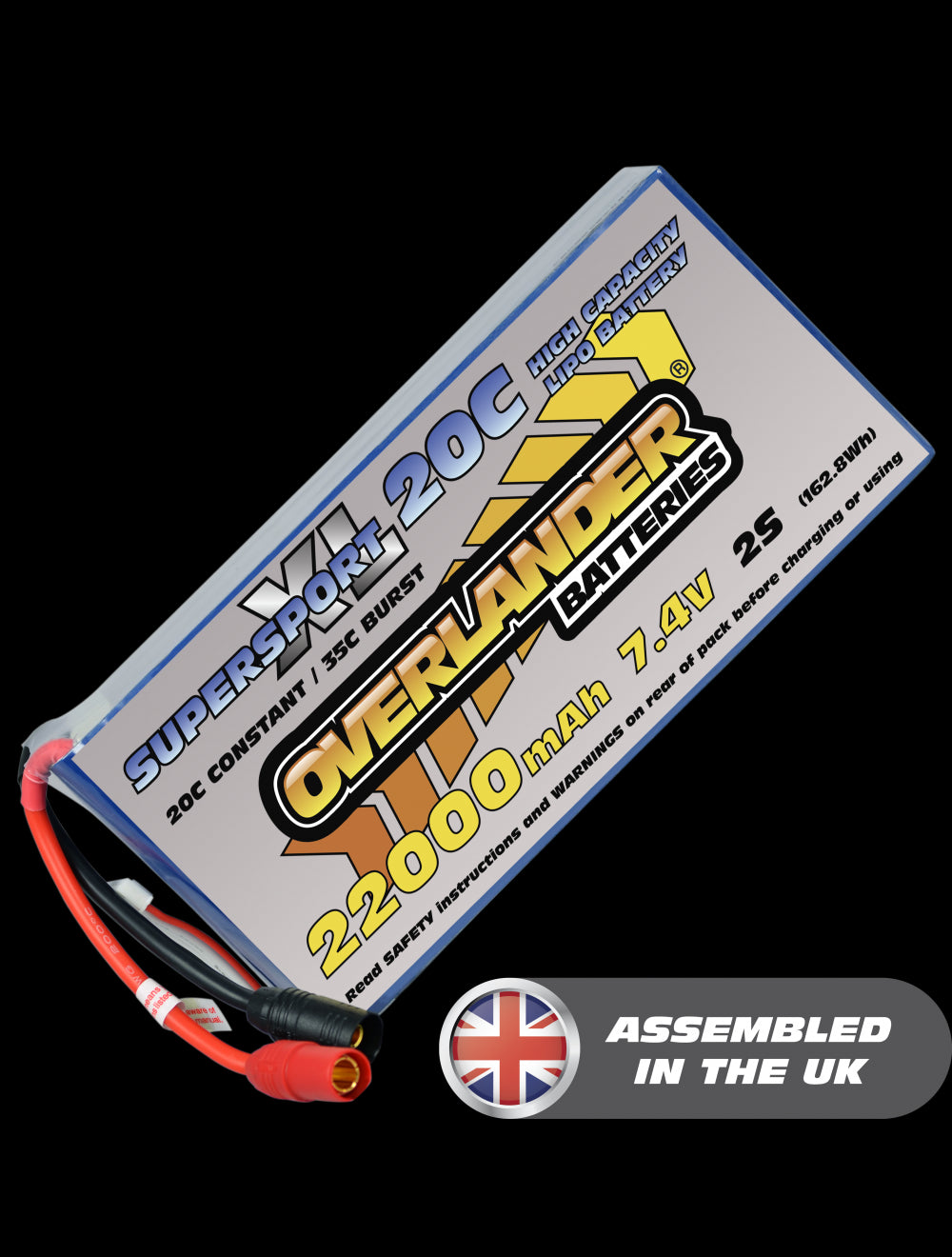 Overlander 22000mAh 7.4V 2S 20C Supersport XL LiPo Battery - No Connector 3021