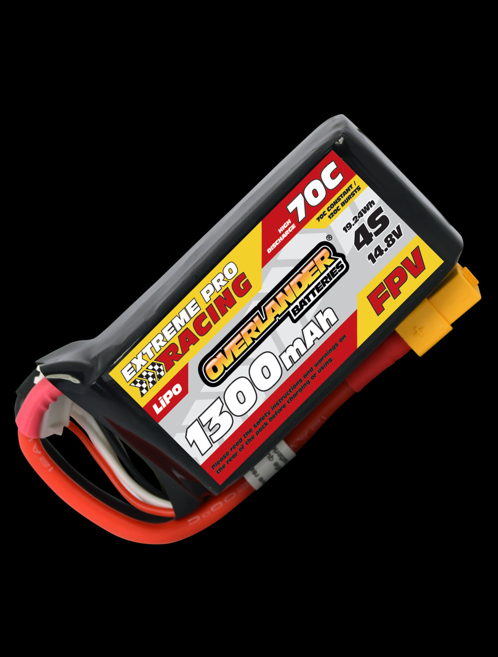Overlander 1300mAh 14.8V 4S 70C FPV Lipo Battery - XT60 Connector 3071