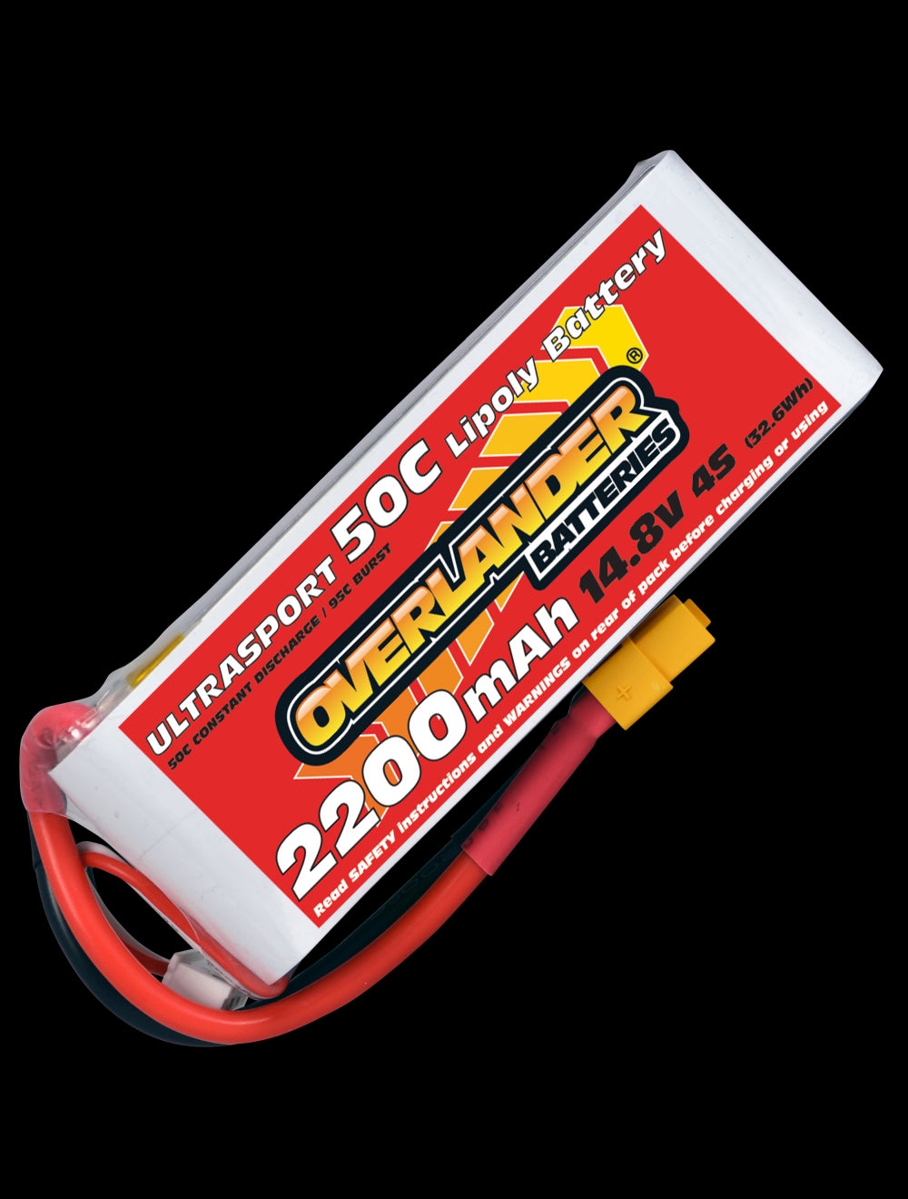 Overlander 2200mAh 14.8V 4S 50C Ultrasport LiPo Battery - Deans Connector 3345