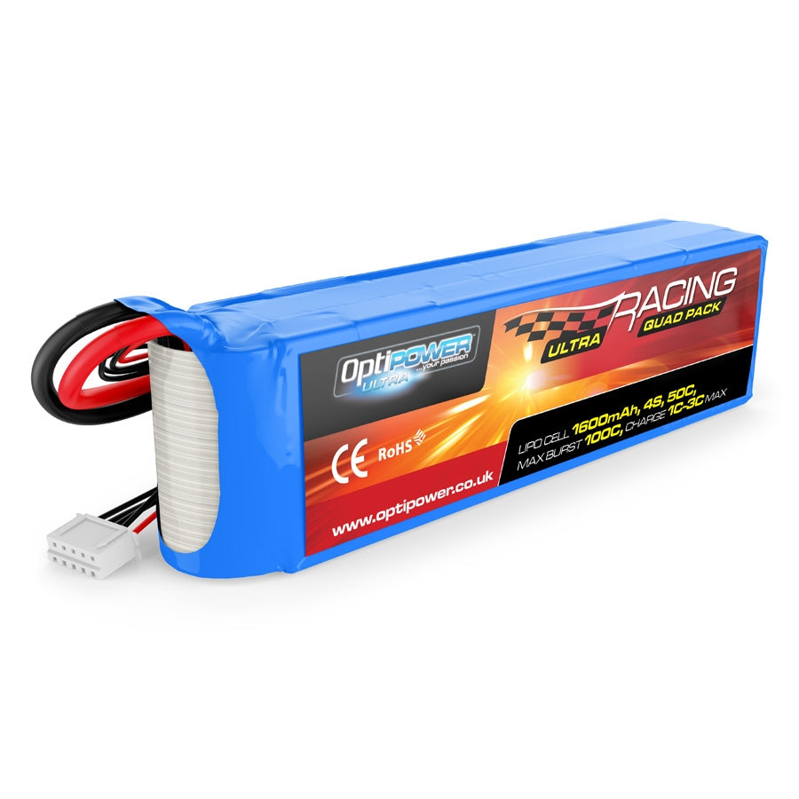 Optipower 4S 1600mAh FPV Racing Ultra 50C Lipo Battery OPR16004S50