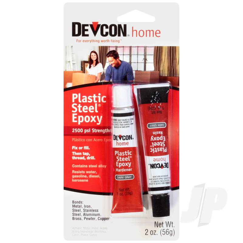 Devcon 2oz Plastic Steel Epoxy (2x 1oz Tubes, Carded) DEV52345