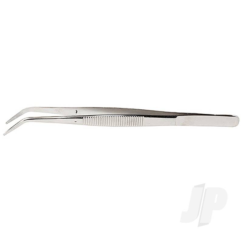 Excel 4.5in Curved Stainless Steel Tweezers (Carded) EXL30410