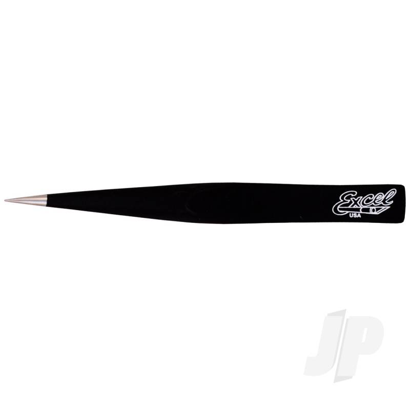 Excel Hollow Handle Fine Point Tweezers, Black (Carded) EXL30422