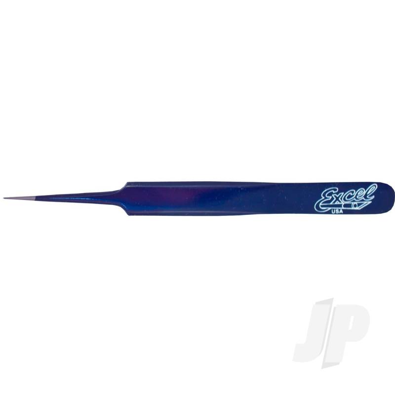 Excel Straight Point Fine Point Tweezers, Blue (Carded) EXL30424