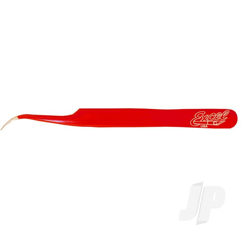 Excel Slant Point Fine Point Tweezers, Red (Carded) EXL30426