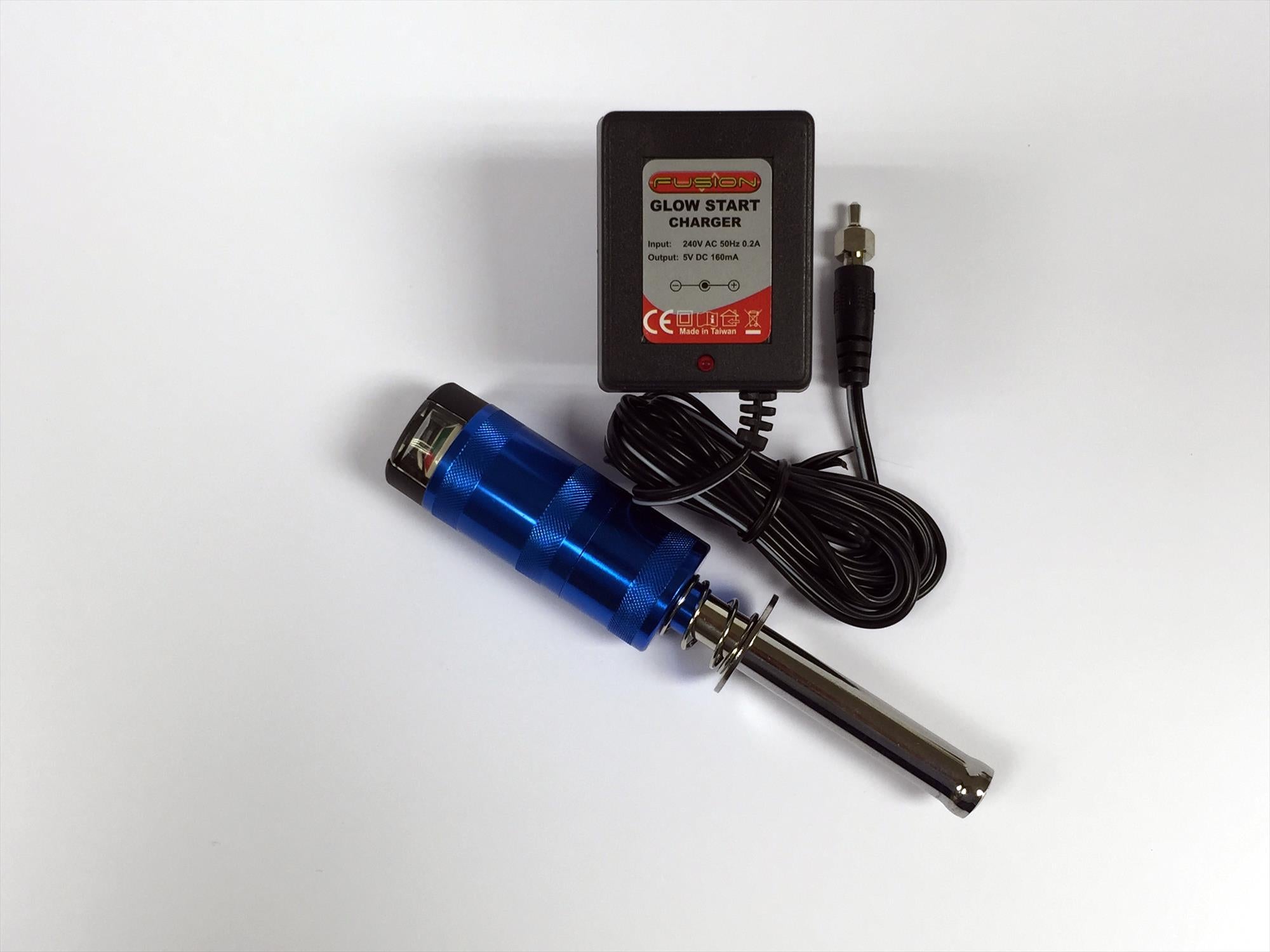 Fusion Aluminium Glowstart w/Meter (2400mAH 1.2V NiMH) + UK Charger L-FS-GS02