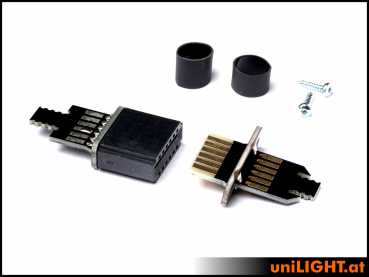 UniLight Lite cable connection, 6 primary pin (Finish: Assembled with cable (1 pair, m/f)