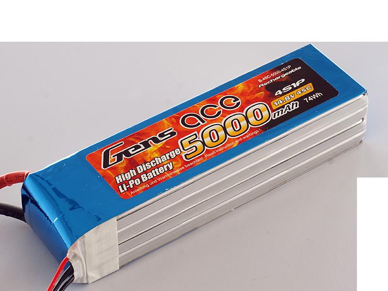 Gens Ace LiPo 4S 14.8V 5000mAh 45C with EC5 G4S5000-45E5