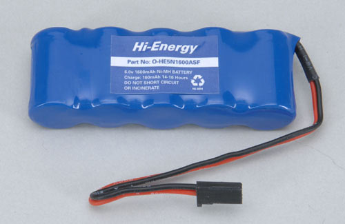 Hi-Energy 6.0v 1600mAh "A" Ni-MH Rx Pk Flat O-HE5N1600ASF