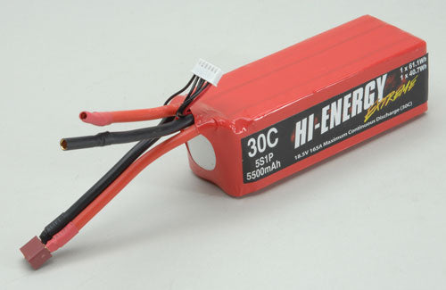 Hi-Energy 5S 5500mAh 30C Li-Po O-HE5S1P550030A