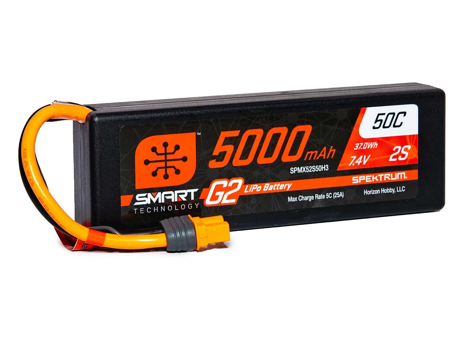 Spektrum 5000mAh 2S 7.4V SMART G2 50C IC3 SPMX52S50H3