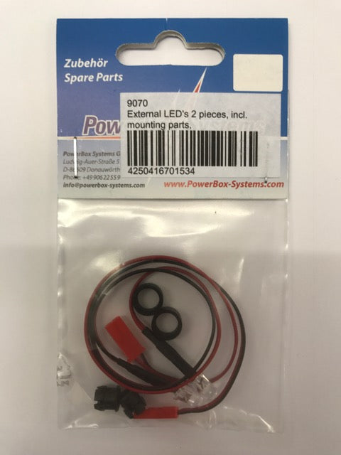 PowerBox External LEDs 2 Pieces Incl Mounting Parts 9070 in packaging