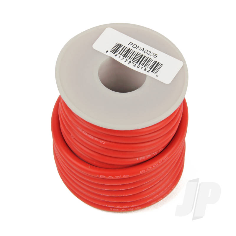 Radient Silicone Wire, 12ga, 1062 Strand, 25ft Red RDNA0355
