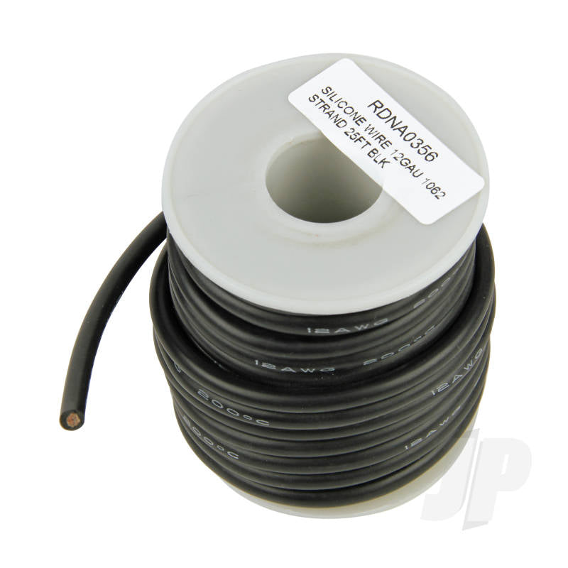 Radient Silicone Wire, 12ga, 1062 Strand, 25ft Black RDNA0356