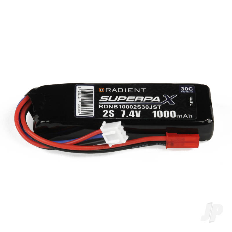 Radient LiPo 2S 1000mAh 7.4V 30C JST RDNB10002S30JST