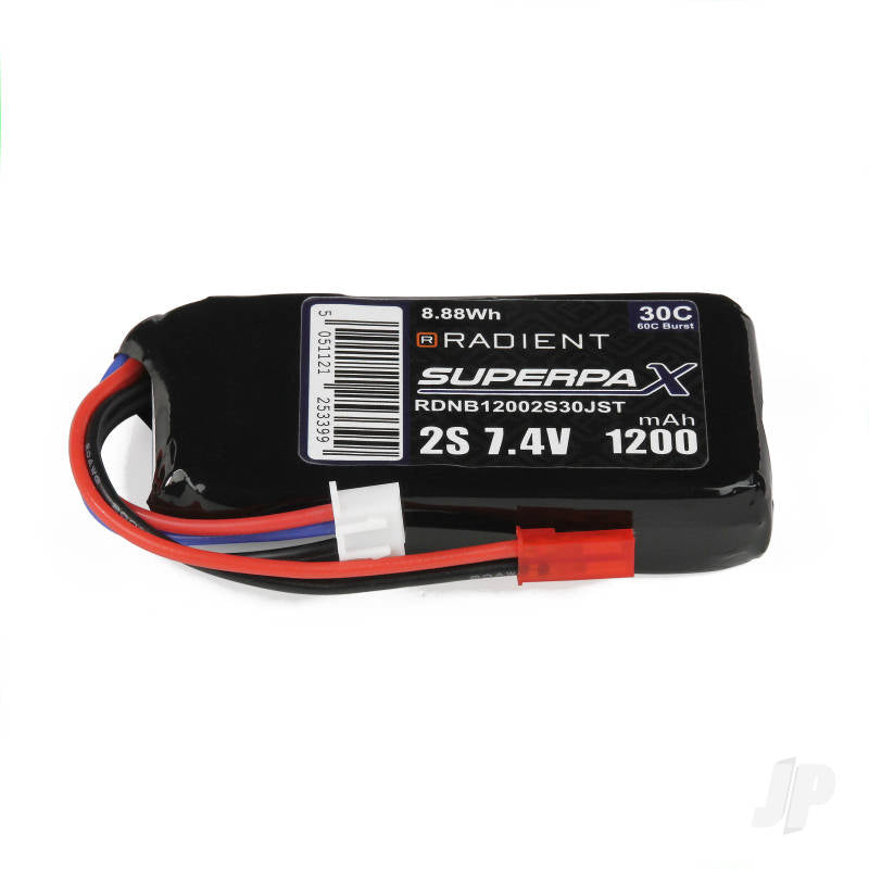 Radient LiPo 2S 1200mAh 7.4V 30C JST RDNB12002S30JST