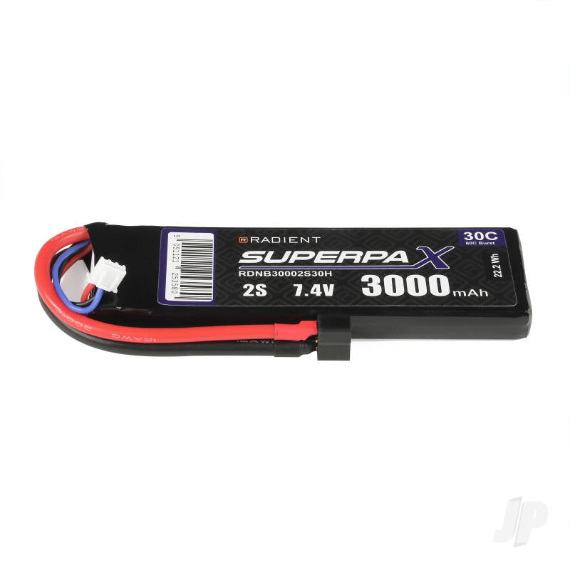 Radient LiPo 2S 3000mAh 7.4V 30C Deans (HCT) RDNB30002S30H