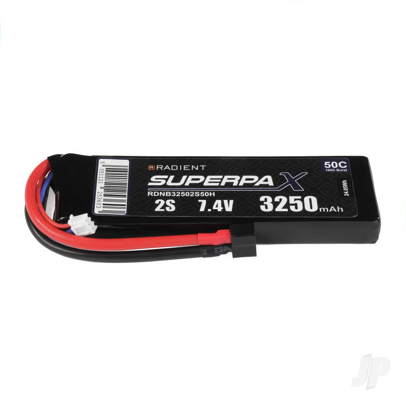 Radient LiPo 2S 3250mAh 7.4V 50C Deans (HCT) RDNB32502S50H