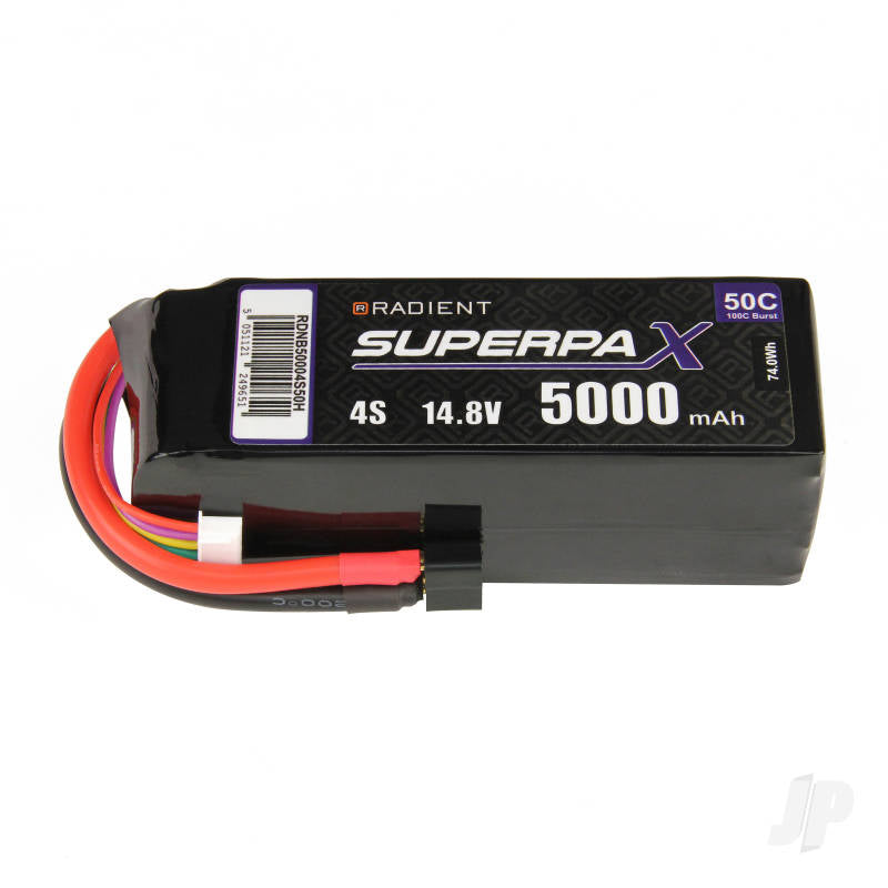 Radient LiPo 4S 5000mAh 14.8V 50C Deans (HCT) RDNB50004S50H